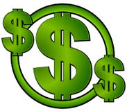 Le dollar vert signe dedans un cercle illustration libre de droits Le dollar vert signe dedans un cercle illustration libre de droits