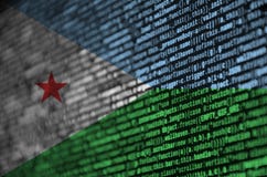 Le drapeau de Djibouti est dépeint sur l'écran avec le code de programme Le concept de la technologie et du développement de site photo stock Le drapeau de Djibouti est dépeint sur l'écran avec le code de programme Le concept de la technologie et du développement de site photo stock