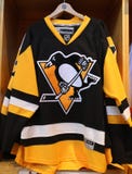 Le débardeur de Pittsburgh Penguins sur l'affichage au magasin de NHL Photo stock Le débardeur de Pittsburgh Penguins sur l'affichage au magasin de NHL Photo stock