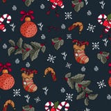Le fond sans couture de vacances d'hiver de vecteur avec les éléments colorés d'hiver tiré par la main artistique dans l'ordre al illustration stock Le fond sans couture de vacances d'hiver de vecteur avec les éléments colorés d'hiver tiré par la main artistique dans l'ordre al illustration stock