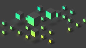 Le fond texturisé noir avec 3d géométrique vert cube le modèle illustration stock Le fond texturisé noir avec 3d géométrique vert cube le modèle illustration stock