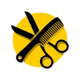 Le forbici semplici pettinano l'illustrazione di logo del salone di capelli illustrazione di stock Le forbici semplici pettinano l'illustrazione di logo del salone di capelli illustrazione di stock