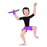 Le garçon jouant avec Toy Aircraft colorized 2 illustration stock Le garçon jouant avec Toy Aircraft colorized 2 illustration stock