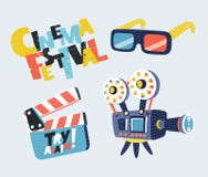 Le icone di film hanno messo il megafono, la bobina, la macchina fotografica, il biglietto, il ciac e gli alimenti a rapida prepa royalty illustrazione gratis Le icone di film hanno messo il megafono, la bobina, la macchina fotografica, il biglietto, il ciac e gli alimenti a rapida prepa royalty illustrazione gratis