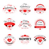 Le icone felici dei biglietti di S. Valentino del cuore di vettore di Valentine Day per la cartolina d'auguri progettano il model Immagini Stock Le icone felici dei biglietti di S. Valentino del cuore di vettore di Valentine Day per la cartolina d'auguri progettano il model Immagini Stock