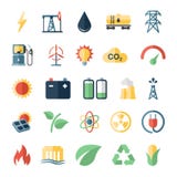 Le icone piane di potere di energia hanno messo del vento dei pannelli solari royalty illustrazione gratis Le icone piane di potere di energia hanno messo del vento dei pannelli solari royalty illustrazione gratis