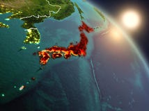 Le Japon de l'espace pendant le lever de soleil illustration libre de droits Le Japon de l'espace pendant le lever de soleil illustration libre de droits