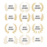Le meilleur ensemble de guirlande de laurier de récompense d'or de vecteur de récompense Label de gagnant, victoire de symbole de illustration de vecteur Le meilleur ensemble de guirlande de laurier de récompense d'or de vecteur de récompense Label de gagnant, victoire de symbole de illustration de vecteur