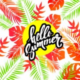 Le modèle hawaïen coloré d'été avec les plantes tropicales et la ketmie fleurit Images stock Le modèle hawaïen coloré d'été avec les plantes tropicales et la ketmie fleurit Images stock