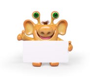 le monstre de bande dessinée de l'imagination 3d avec l'affiche a isolé le rendu illustration libre de droits le monstre de bande dessinée de l'imagination 3d avec l'affiche a isolé le rendu illustration libre de droits