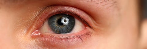 Le mâle a laissé à oeil coloré gris bleu le plan rapproché extrême photo stock Le mâle a laissé à oeil coloré gris bleu le plan rapproché extrême photo stock