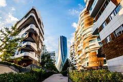 Le nouveau gratte-ciel Generali siègent conçu par Zaha Hadid Architects au secteur de Citylife photos libres de droits Le nouveau gratte-ciel Generali siègent conçu par Zaha Hadid Architects au secteur de Citylife photos libres de droits