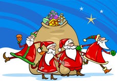 Le père noël avec la bande dessinée de présents illustration stock Le père noël avec la bande dessinée de présents illustration stock