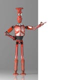 Le r?tro vitage de robot jette un coup d'oeil par derri?re la banni?re de murs illustration de vecteur Le r?tro vitage de robot jette un coup d'oeil par derri?re la banni?re de murs illustration de vecteur