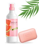 Le savon ou la lotion dirigent la moquerie réaliste Conception de label de placement de produit Produits de beaut? d'isolement s illustration stock Le savon ou la lotion dirigent la moquerie réaliste Conception de label de placement de produit Produits de beaut? d'isolement s illustration stock