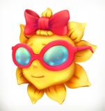 Le soleil d'été d'amusement Petite fille, icône de vecteur illustration stock Le soleil d'été d'amusement Petite fille, icône de vecteur illustration stock
