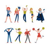 Le tecken för sportfans och supporter Service för illustrationer för vektor för lagsportar vektor illustrationer Le tecken för sportfans och supporter Service för illustrationer för vektor för lagsportar vektor illustrationer