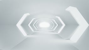 Le tunnel blanc futuriste 3D intérieur de la science fiction rendent illustration stock Le tunnel blanc futuriste 3D intérieur de la science fiction rendent illustration stock