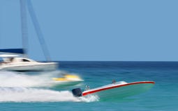 Leader. Racing Of Speedy Boats. Royalty Free Stock Images Leader. Racing Of Speedy Boats. Royalty Free Stock Images