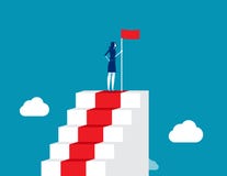 Leader Successful, Man On The Top Of Stairs. Concept Business Vector Illustration, Achievement, Winner Stock Images Leader Successful, Man On The Top Of Stairs. Concept Business Vector Illustration, Achievement, Winner Stock Images