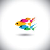 Leadership vector concept - colorful team of fishes united vector illustration Leadership vector concept - colorful team of fishes united vector illustration