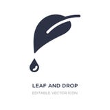 leaf and drop icon on white background. Simple element illustration from Nature concept vector illustration leaf and drop icon on white background. Simple element illustration from Nature concept vector illustration