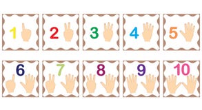Learning numbers, mathematics with fingers of hand. Flash cards Stock Photo Learning numbers, mathematics with fingers of hand. Flash cards Stock Photo