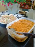 Leche Flan and Macaroni salad royalty free stock photos Leche Flan and Macaroni salad royalty free stock photos