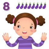 Leer aantal en het tellen met kid’shand die het aantal e tonen stock illustratie Leer aantal en het tellen met kid’shand die het aantal e tonen stock illustratie