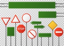 Leerer Straßenverkehr und Verkehrsschildvektorsatz lokalisiert stock abbildung Leerer Straßenverkehr und Verkehrsschildvektorsatz lokalisiert stock abbildung