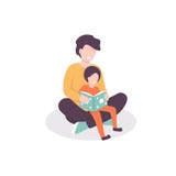 Lees boekvader en zoon stock illustratie Lees boekvader en zoon stock illustratie