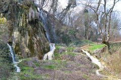 Left Base View Of The Clocota Waterfall From Geoagiu Băi, Romania. Royalty Free Stock Photos