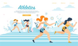 Leichtathletik-Sportlerinnen nehmen am Staffellauf-Lauf teil lizenzfreie abbildung Leichtathletik-Sportlerinnen nehmen am Staffellauf-Lauf teil lizenzfreie abbildung