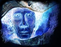Leitura brilhante azul do profeta do livro feericamente na noite ilustração stock Leitura brilhante azul do profeta do livro feericamente na noite ilustração stock