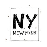 Lema de la tipografía con las hojas tropicales Vector dibujado mano de Nueva York para la impresión de la camiseta Fotos de archivo libres de regalías Lema de la tipografía con las hojas tropicales Vector dibujado mano de Nueva York para la impresión de la camiseta Fotos de archivo libres de regalías