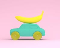 Lemon Fruit Layout Wheel And Yellow Banana With Car Blue On Past Stock Photos Lemon Fruit Layout Wheel And Yellow Banana With Car Blue On Past Stock Photos