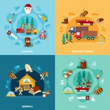 Lenhador Square Icon Set ilustração royalty free Lenhador Square Icon Set ilustração royalty free
