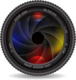 Lente de la foto de la cámara con el obturador ilustración del vector Lente de la foto de la cámara con el obturador ilustración del vector