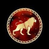 Leo zodiac sign in circle frame stock illustration Leo zodiac sign in circle frame stock illustration