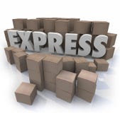 Les boîtes en carton exprès de 3d Word ont accéléré le service de distribution rapide illustration stock Les boîtes en carton exprès de 3d Word ont accéléré le service de distribution rapide illustration stock