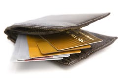 les cartes créditent à l'intérieur de la pochette photo stock les cartes créditent à l'intérieur de la pochette photo stock
