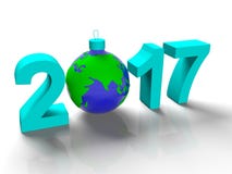 Les chiffres en 2017, avec l'image de la terre aiment un jouet pour l'arbre de Noël, sous la forme la terre de planète, dessus illustration de vecteur Les chiffres en 2017, avec l'image de la terre aiment un jouet pour l'arbre de Noël, sous la forme la terre de planète, dessus illustration de vecteur