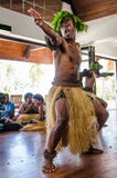 Les danseurs masculins indigènes amusent des touristes à une station de vacances des Fidji images libres de droits Les danseurs masculins indigènes amusent des touristes à une station de vacances des Fidji images libres de droits