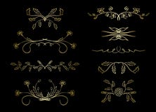 Les diviseurs d'or - dirigez les éléments avec des fleurs illustration stock Les diviseurs d'or - dirigez les éléments avec des fleurs illustration stock