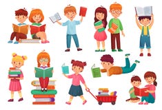 les enfants ont lu le livre Livres de lecture heureux d'enfant, fille et garçon apprenant ensemble et vecteur de bande dessinée d illustration stock les enfants ont lu le livre Livres de lecture heureux d'enfant, fille et garçon apprenant ensemble et vecteur de bande dessinée d illustration stock