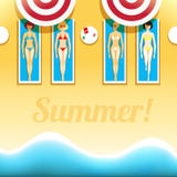 Les femmes les prennent un bain de soleil sur l'illustration de vecteur de plage illustration stock Les femmes les prennent un bain de soleil sur l'illustration de vecteur de plage illustration stock