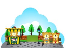 Les frères d'ours mangeaient la crème glacée en parc illustration de vecteur Les frères d'ours mangeaient la crème glacée en parc illustration de vecteur