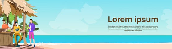 Les gens d'affaires groupent l'île tropicale de vacances d'été d'Using Tablet Beach d'homme d'affaires de barre illustration libre de droits Les gens d'affaires groupent l'île tropicale de vacances d'été d'Using Tablet Beach d'homme d'affaires de barre illustration libre de droits