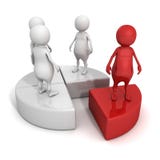 les gens 3d se tenant sur le graphique circulaire avec le chef rouge de partie Photo stock