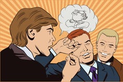 Les gens dans le rétro style L'homme raconte l'histoire drôle aux amis illustration de vecteur Les gens dans le rétro style L'homme raconte l'histoire drôle aux amis illustration de vecteur